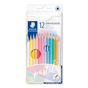 STAEDTLER Buntstift 146, klassisches Sechskanformat, weiche Mine, hoch pigmentierte Farben, 12 Pastellfarben im Kartonetui, 146 C12 PA im Sale